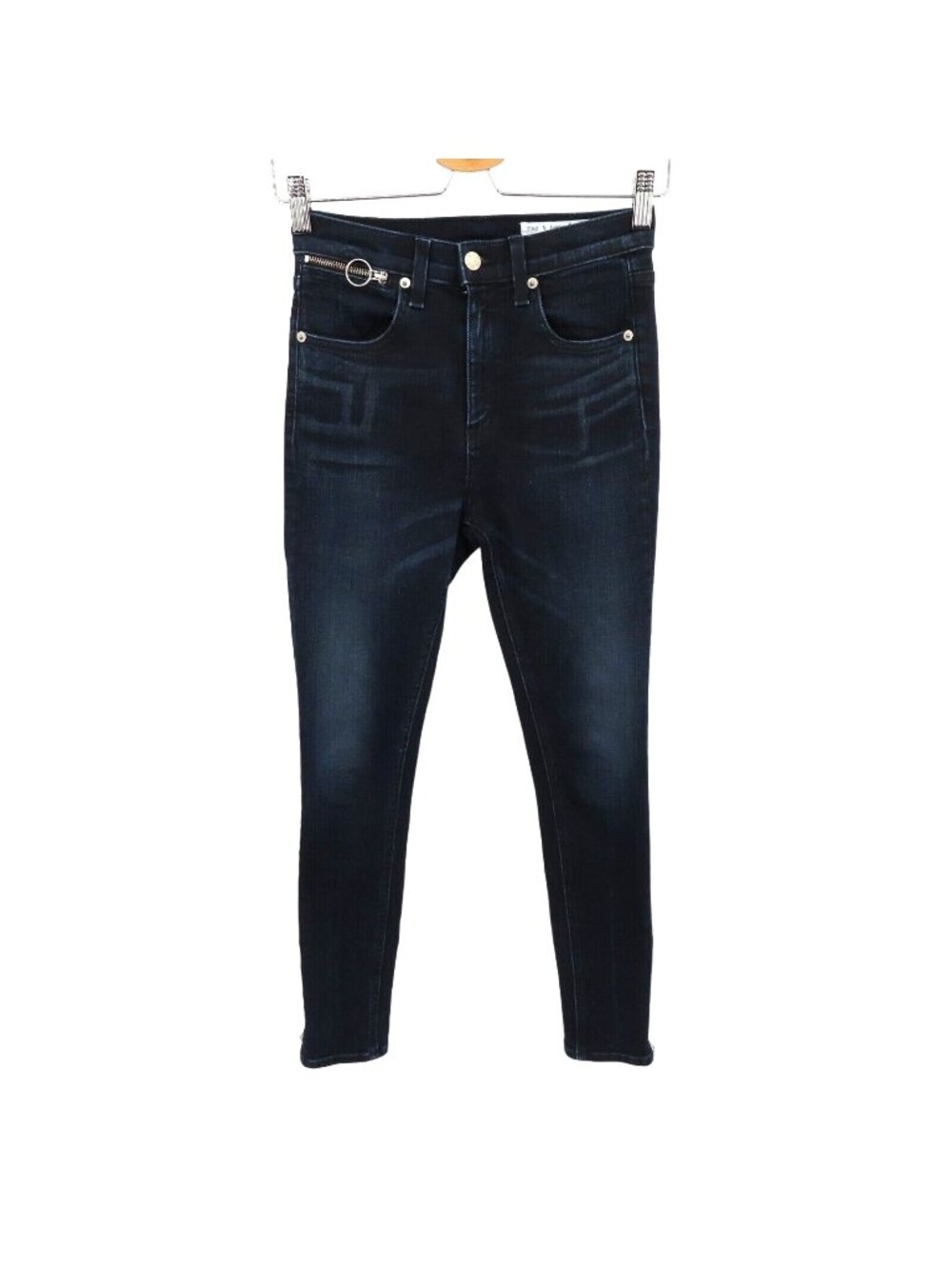 Rag & Bone Women 26 O Ring Dive Capri High Rise Crop Black Brook Denim Jeans